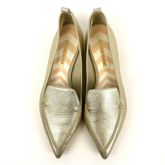 Nicholas Kirkwood Beya Platinum Gold Leather Loafer Size 37.5 / 7.5 - Picture 3 of 12
